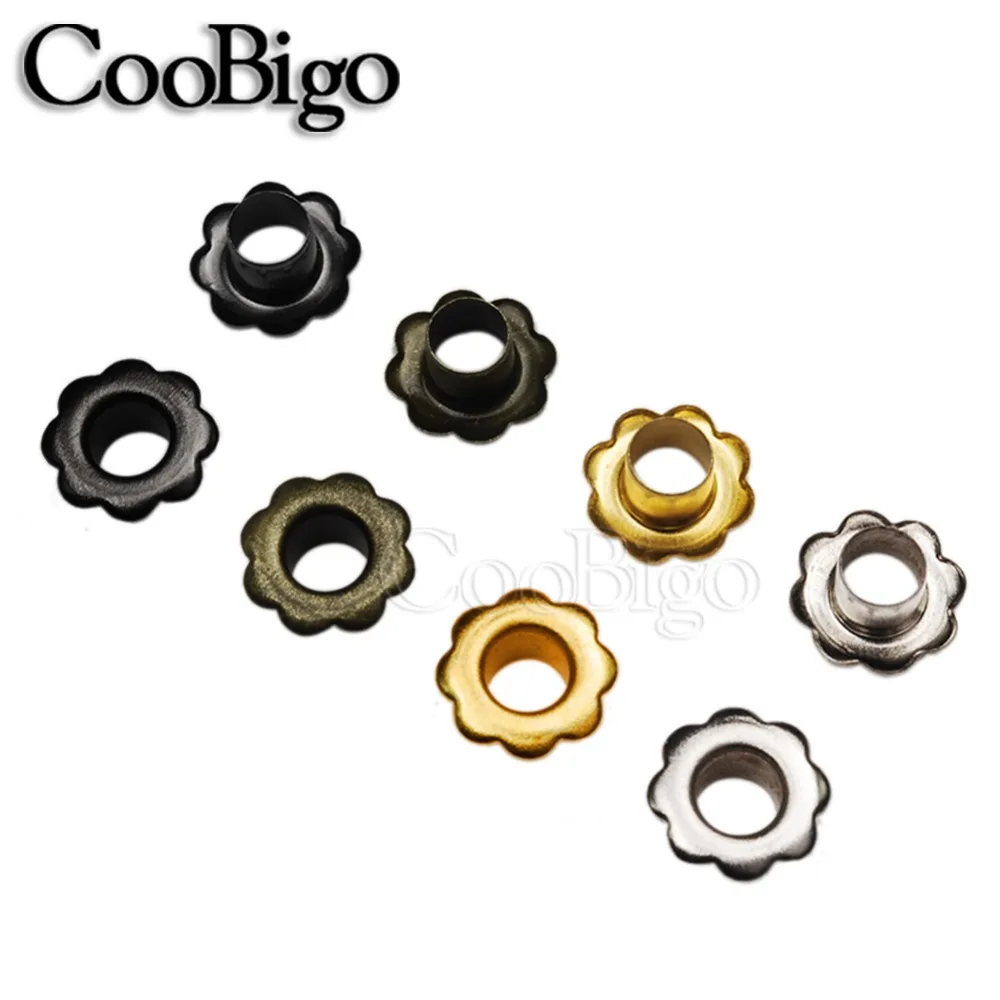 Eyelet Grommet Ring Kit 100pcs Metal Eyelet Gromment Eyelets Tool Flower Shape Scrapbooking Belt Bag Shoes Clothing Leather Craft DIY Accessories 4.5mm eyelet punch tool set eyelet grommet ring eyelet grommet ring kit screw back eyelets metal eyelet buttons