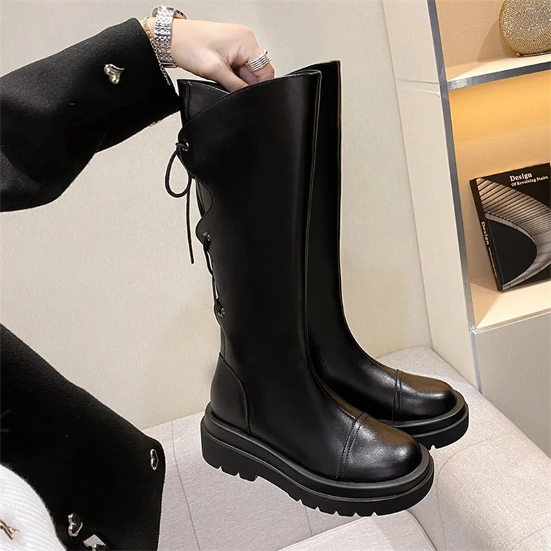 Long Boots Women's 2022 Autumn New High Sleeve Knight Boots Thick Sole Boots Plush Winter Boots