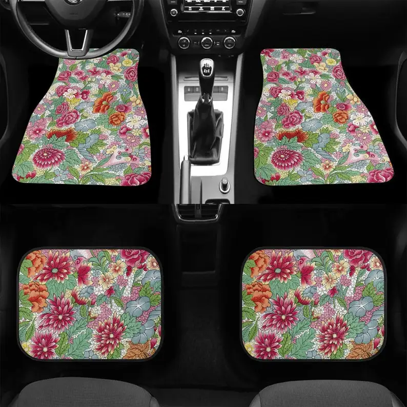

Floral Car Floor Mat for women, vehicle floor mat, car accessories for women, Vintage Car Floor Mat, 302218