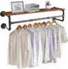 Wall Mounted Clothes Rail Industrial Pipe Garment Rack Clothes Hanging Rod Space-Saving 1