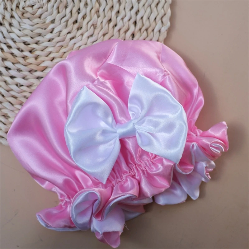 Baby Accessories cute	 New Baby Silky Satin Bonnet Double Layer Adjustable Sleep Cap Girl Night Turban Children Solid Color Cute Hat Fashion Baby Cap Baby Accessories cute	