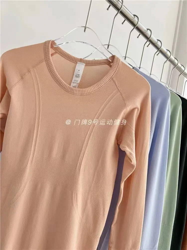 Lemon Equestrian Long Sleeve Seamless Fitness Wear Yoga Top Wear Women's Running Athletic Gym Workout Shirt With Thumb Holes