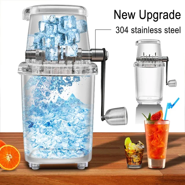 Multifunctional Manual Ice Crusher Mini Ice Shaver Chopper 1.25L Manual Snow Cone Smoothie Maker Ice Block Breaking Ice Machine 1