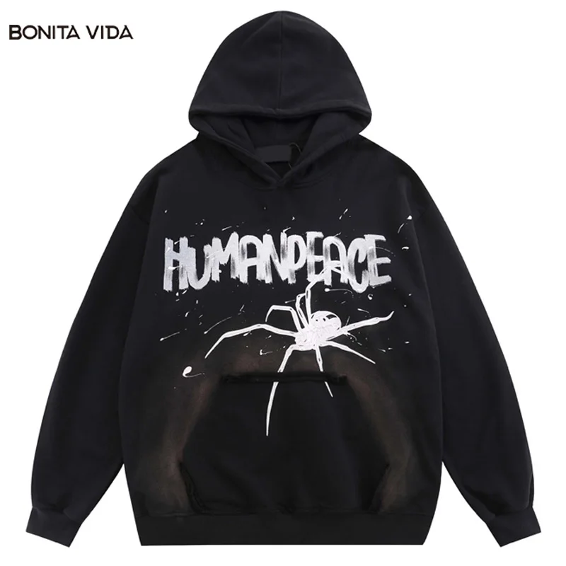

Oversize Luxury Designer Men Hoodies Sweatshirts 2023 Autumn Winter Thick Cotton Washing Water Gothic Casual Loose Hooded Coats
