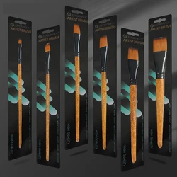 Maopingfeng – pinceau de peinture à l'huile en Nylon, 6 pièces, poteau en bois, stylo à aquarelle, adapté aux artistes et aux artistes débutants 