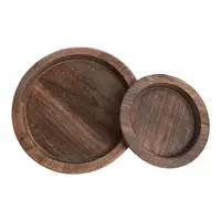 1Pc Round Wooden Tray Candle Holder Kitchen Countertop Multi-purpose Tray Home Decor for Farmhouse Dinning Table 2