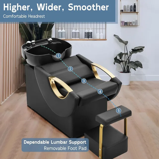 2694-157393.jpg Professional Shampoo Bowl and Chair Set for Salon with ABS Sink