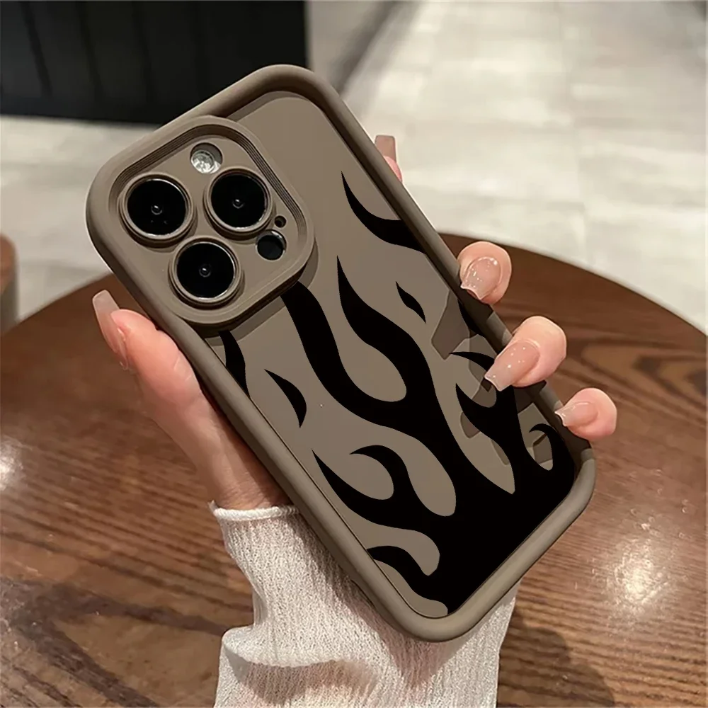Sleek Black Flame Silicone Shockproof Phone Case