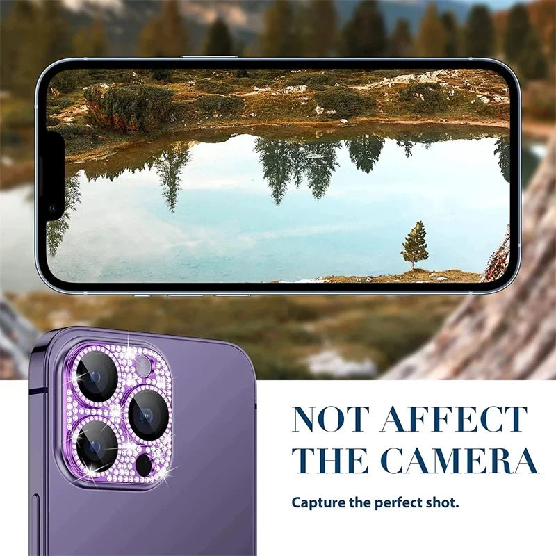 GlamourShield: Sparkling Rhinestone Camera Lens Protector Glass