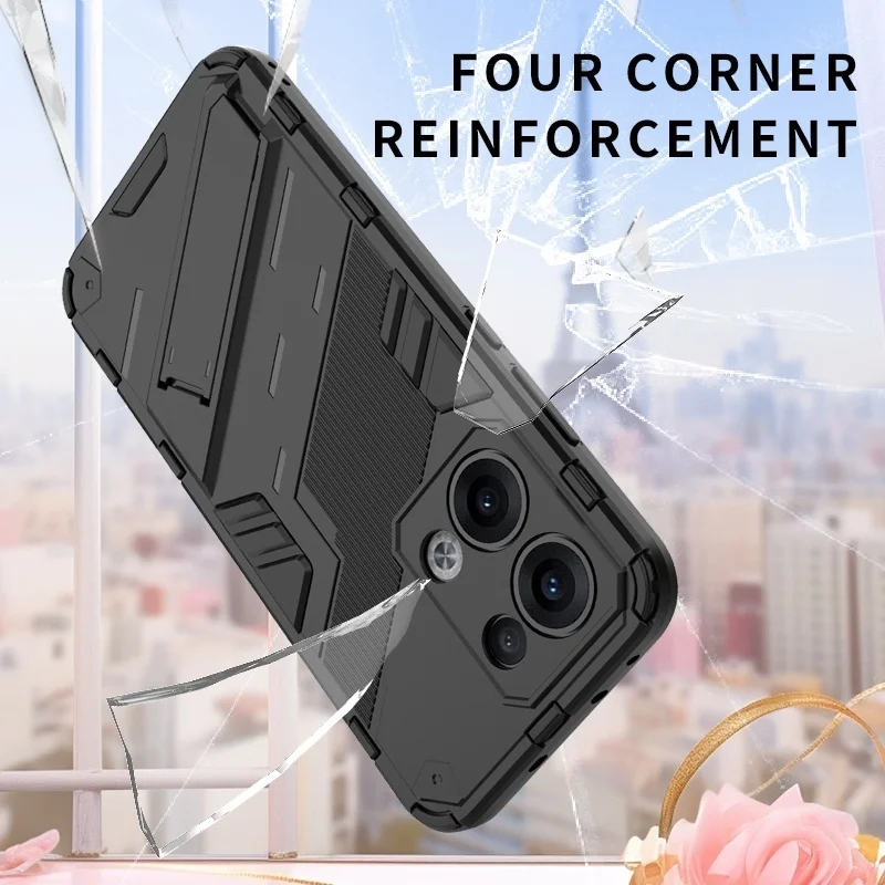 Shockproof Armor Phone Case with Car Magnetic Stand and Protective Back Cover