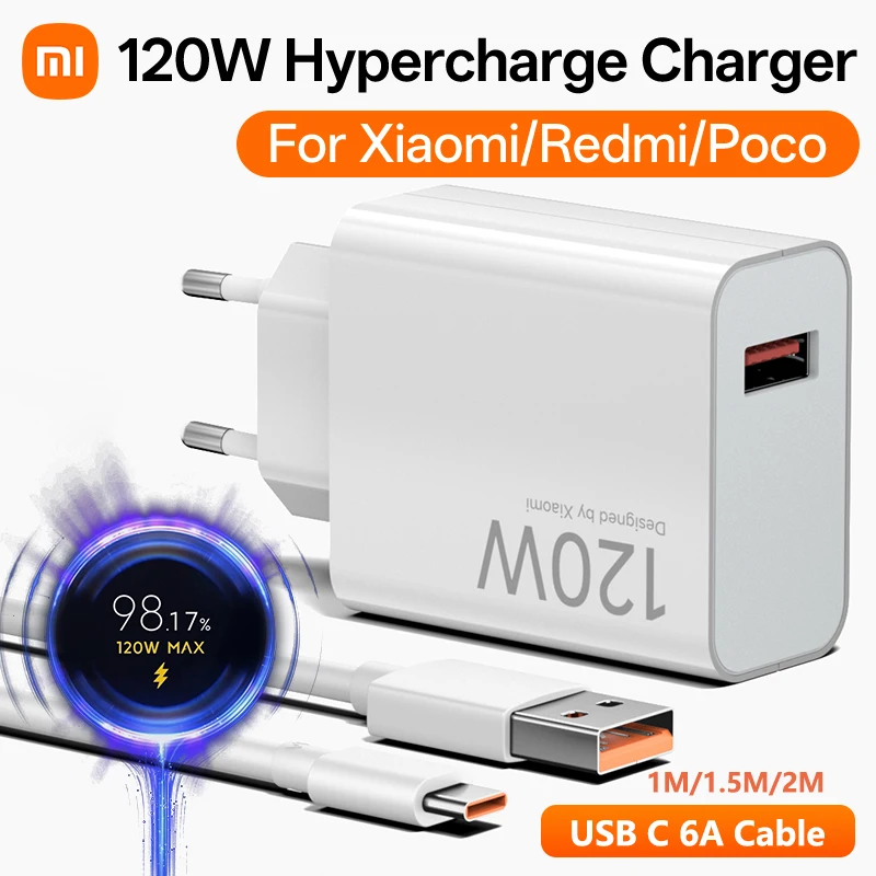 Original Xiaomi Charger 120W 100W Fast Charge Phone Charger USB C Cable for Xiaomi 17 15 14 13 12 14T 13T 12S Pro Lite Redmi 1