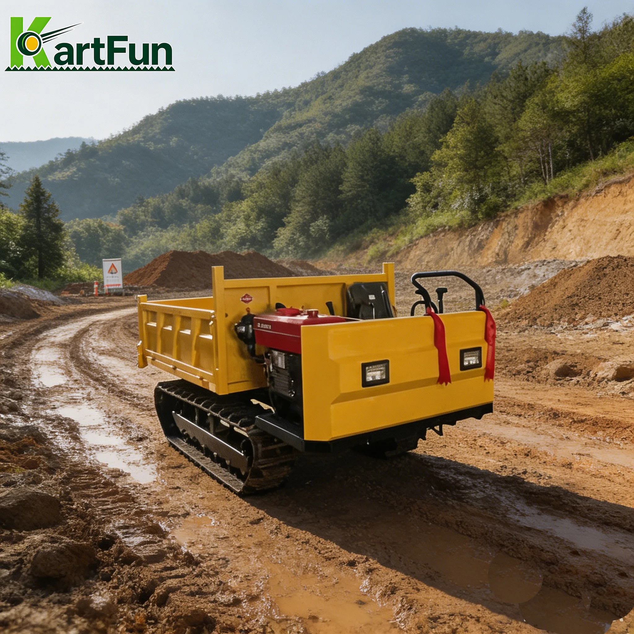 Kostenloser Versand 1 Tonne Mini-Raupendumper Hydraulischer Kipptransporter für Alle Geländearten für Landwirtschaft und Bau
