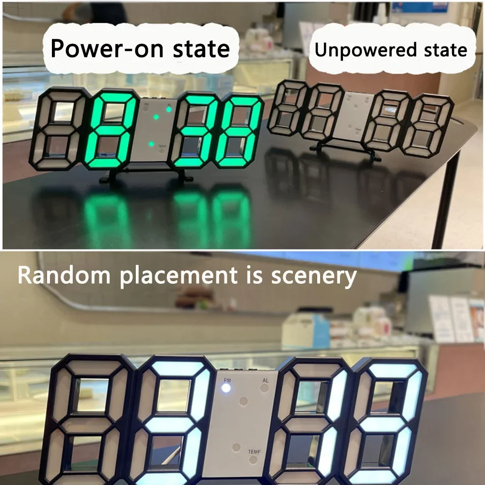 Colorful LED Desktop Clock with Dual-Time Display (Black Finish)