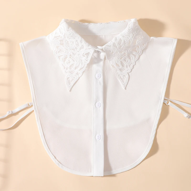 Fake Collar Detachable Collar Shawl Women's Fashion Peach Heart Embroidered Collar Professional Casual Versatile Decoration Chiffon