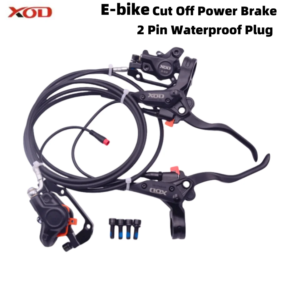 Electric Bike Brake 2 Pistons Hydraulic Disc Brake Power Off 2PIN Plug Driving Oil Disc Bicycle Caliper Parts XOD