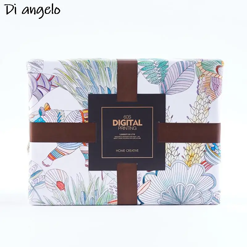 Flower Bird Digital Printing Bedding Sets 600TC Egyptian Cotton 4pcs Bed Linen Duvet Cover Set Luxury Bed Sheets Pillowcases #s 6