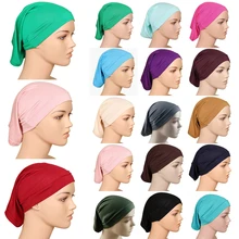 

All-matched Elastic Sweat Absorbent Cotton Turban Cap Solid Color Comfortable Cap Universal Casual Popular Decorative Head Scarf