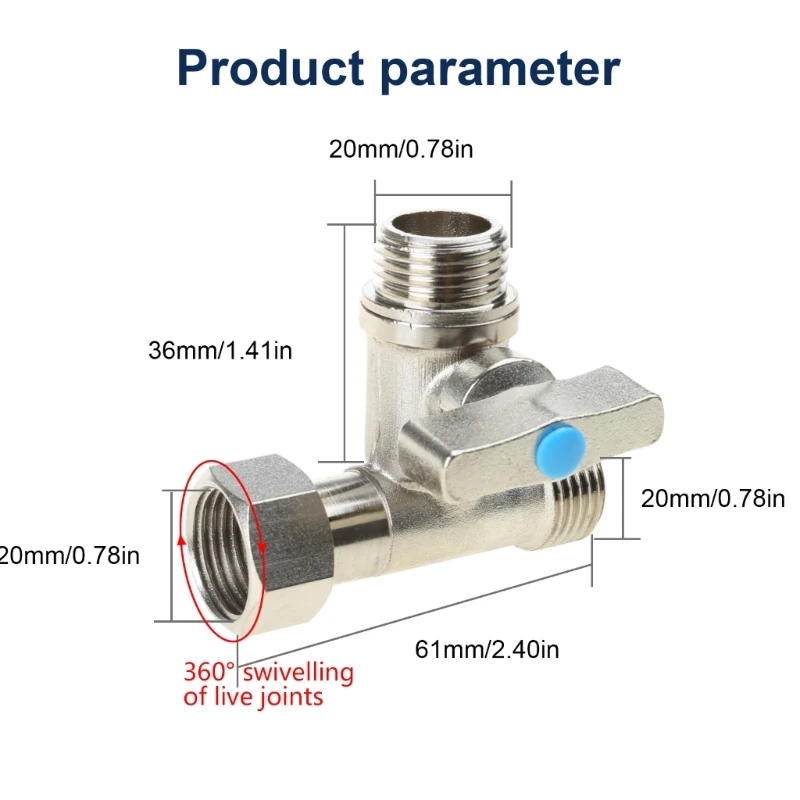 X X Tees Stop Valves 3 Way Diverters Connector Toilet T Adapter for Dishwasher Washing Machine Easy to Use