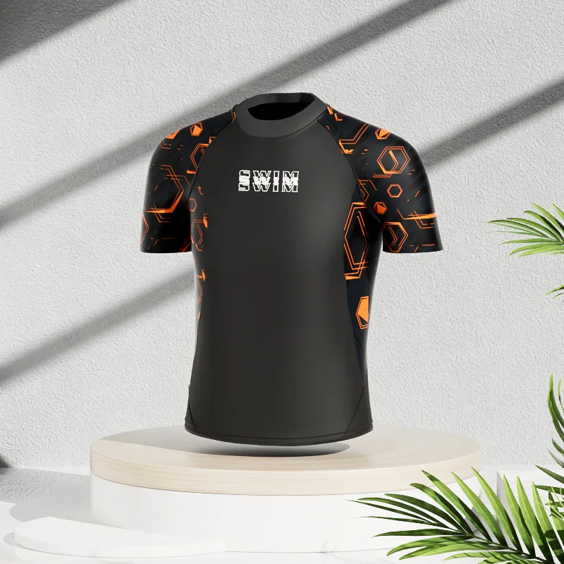 Men Quick Dry Swim Top Trunks UPF50+ Sun Protection Beach Wear Rash Guard Surfing Bathing Suit Plus Size Shorts Cap Glasses