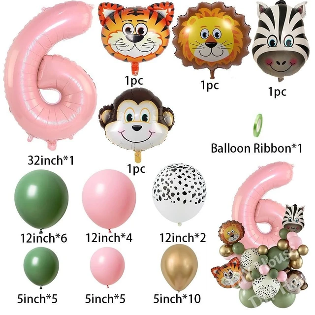 Tour de ballons sur le thème des animaux pour fille, décorations