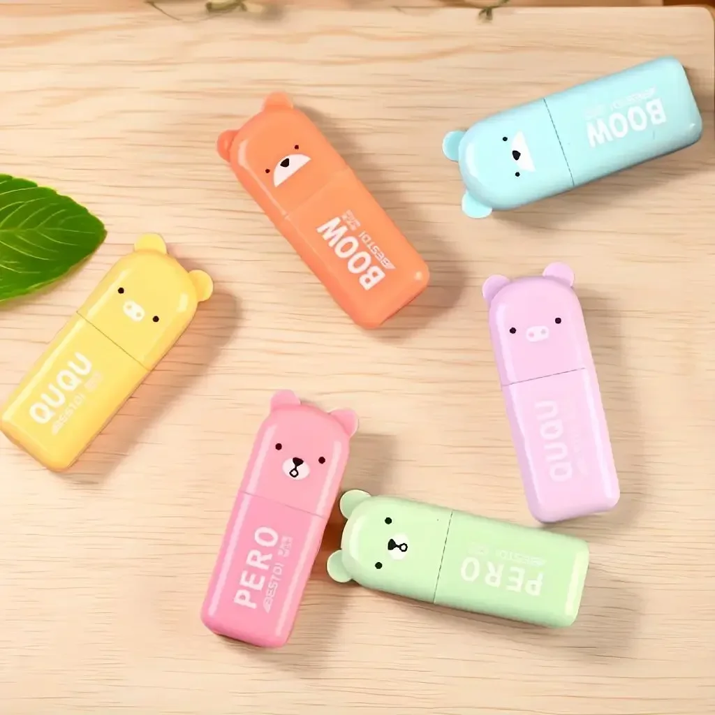 4/6pcs Tiny Markers With Fluorescent Colors And Cute Kawaii Design Perfect For Highlighting Back To School Supplies