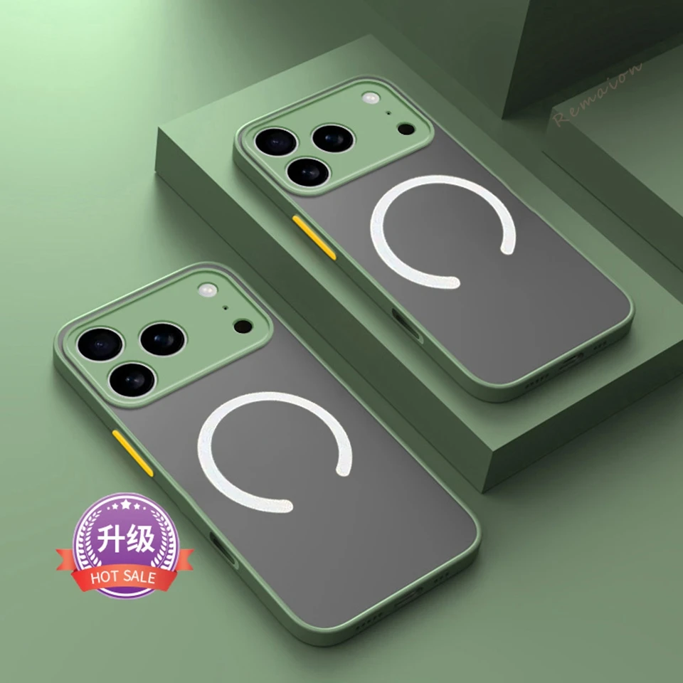 Luxury Color Blocking Hard PC Matte Magnetic Shockproof Magsafe Case