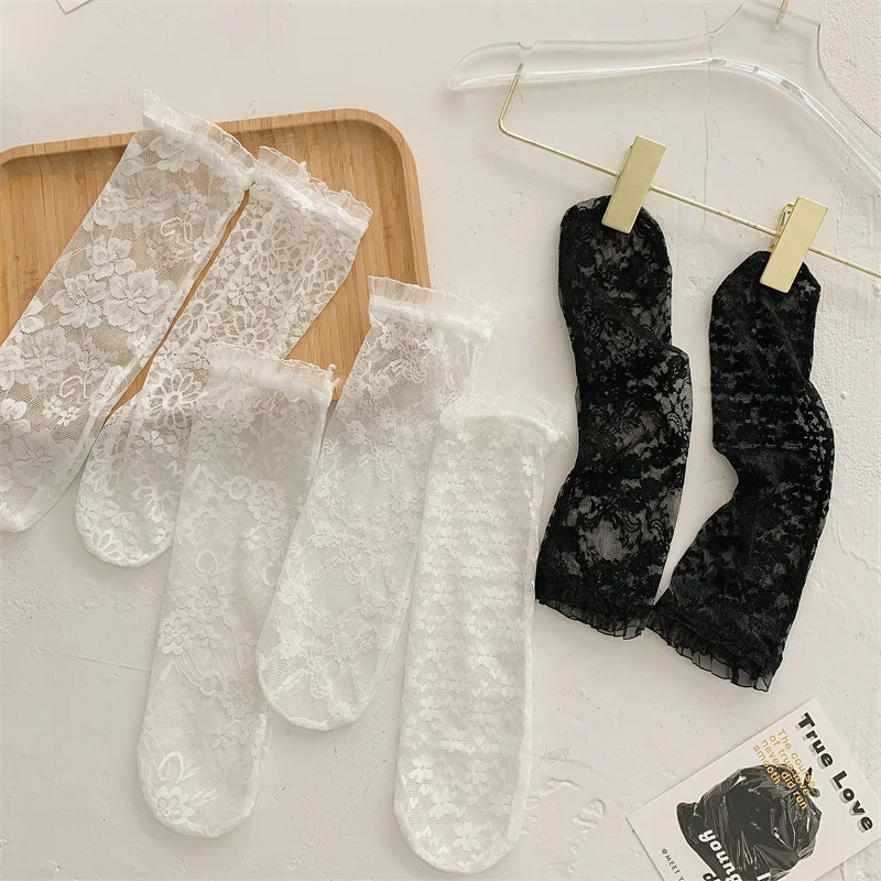Summer Kids Girl Sock Retro Lace Ruffle Hollow Lovely Calf Sock for Children Girl Thin Breathable Frilly Princess Sock Kid Stuff