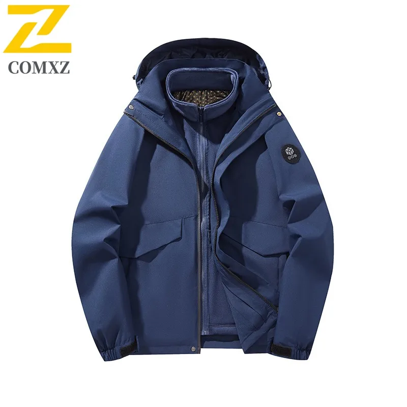 COMXZ Casual Hooded Men Jacket Outdoor Travel Windproof Warm Parka Premium Hiking Comfortable Cold Resistant Winter New Clothing