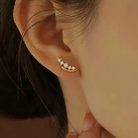 A Pair of Small and Delicate Earrings, Sparkling with Zircon Inlay, Suitable As Jewelry Gifts for Women's Daily Wear - Image 3