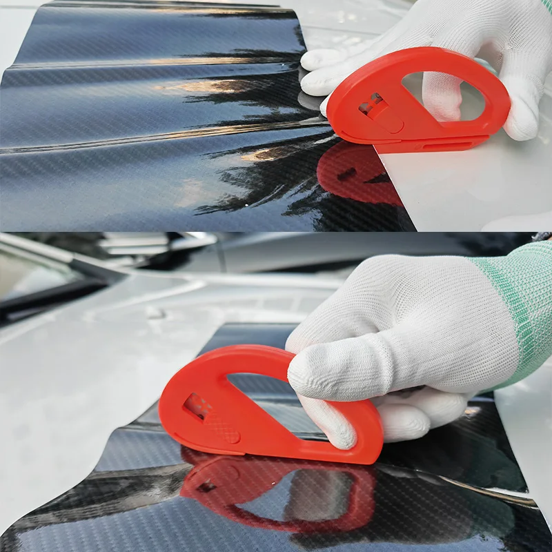 3Pcs Carbon Fiber Vinyl Film Squeegee Tool Kit Plastic Scraper Cutter Window Tinting Tool Vinyl Spatula Car Stickers Wrap Tool 5