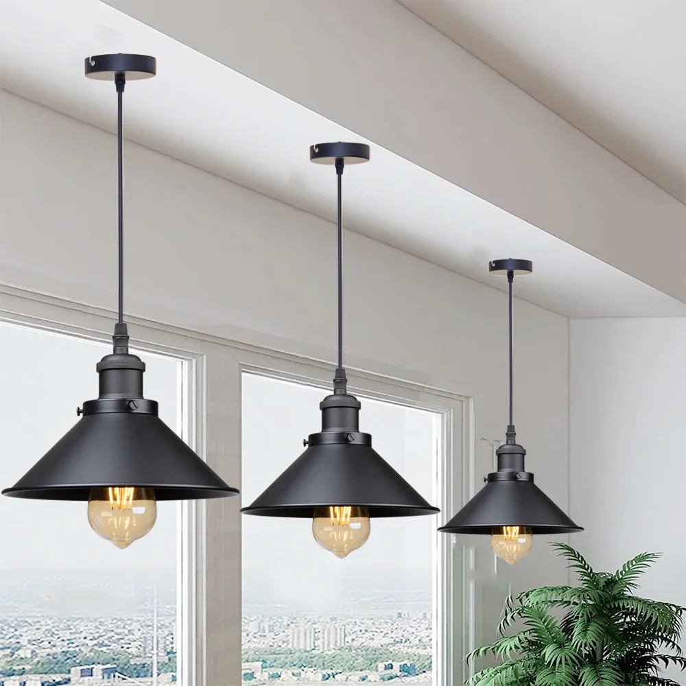 

Black Vintage Pendant Light Retro Pendant Lights for Living room Decoration Loft Indoor Hanging Chandelier Lamp Lighting Fixture