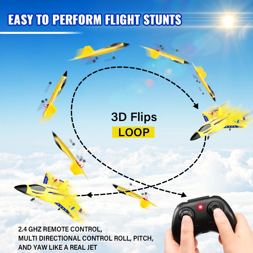 Planeur RC 2 Canaux 2.4GHz - Avion en Mousse EPP Volant pour Enfants et Débutants