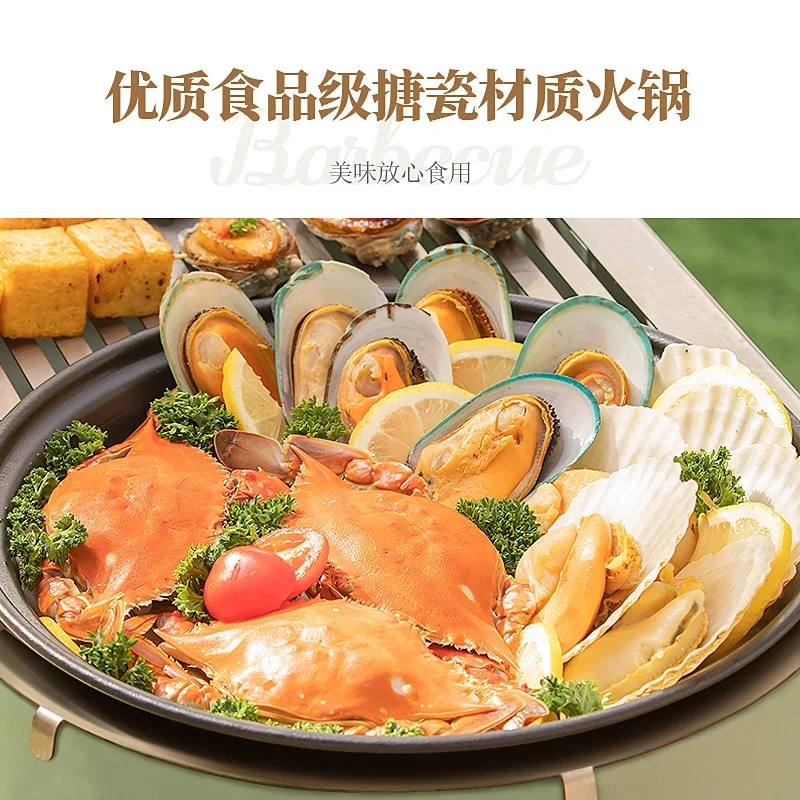 Barbecue home grill outdoor charcoal grill  integrated pot hot pot barbecue grill skewer 5