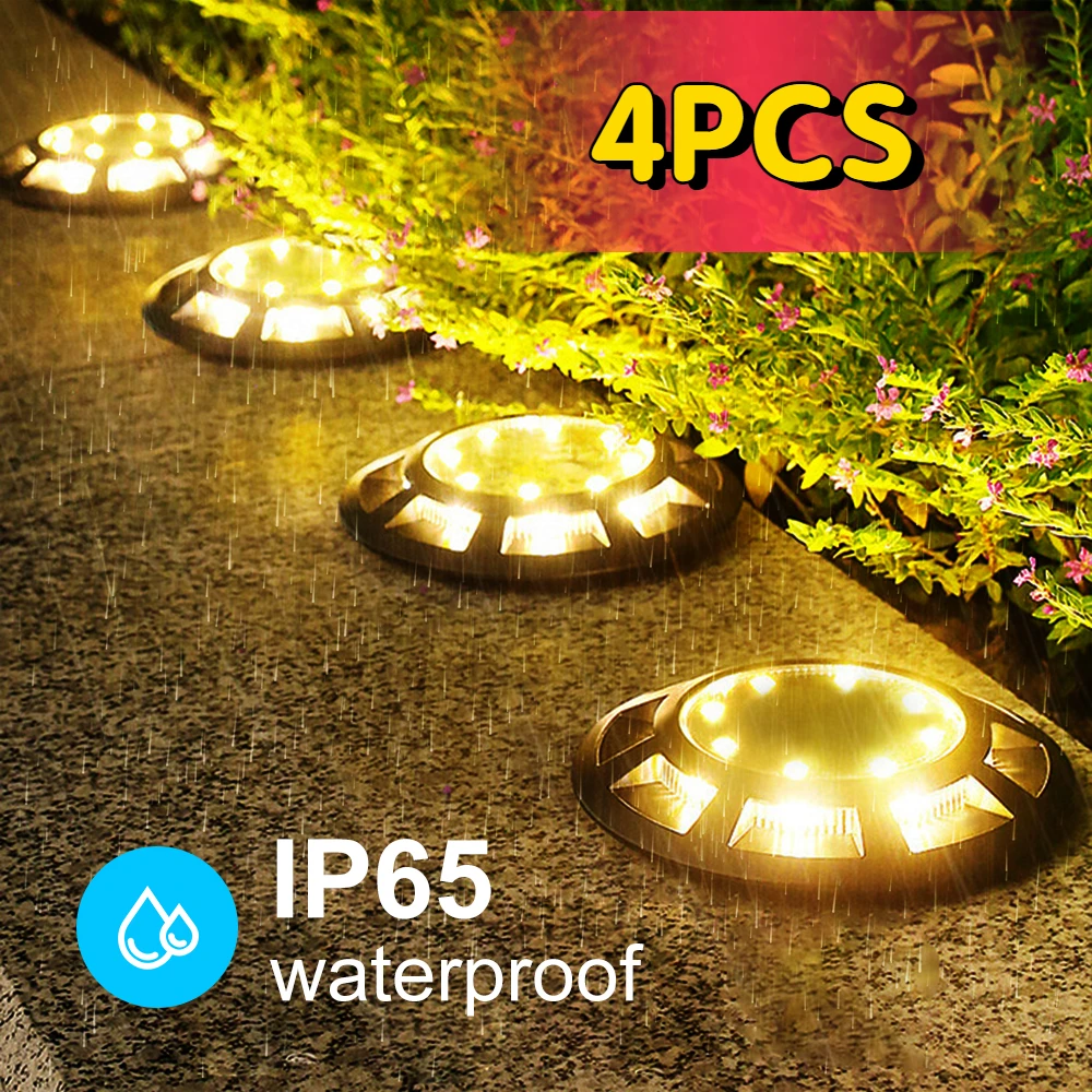 

Solar Ground Lights 16LED Outdoor IP65 Waterproof 2V 100mA Charging for Yard Fence Path Patio Step Garden Decoration