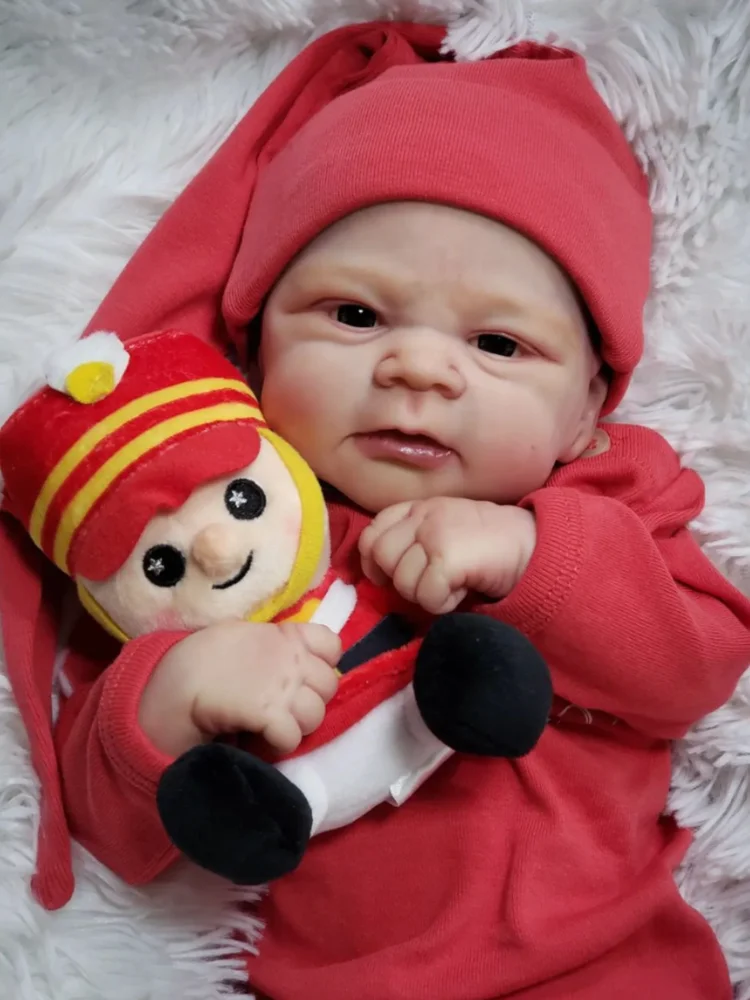 

17 Inch Already Painted Finished Reborn Doll Elijah With Blue Eyes Baby Gift Merry Christmas Toy Silicone Vinyl Cloth Body Doll