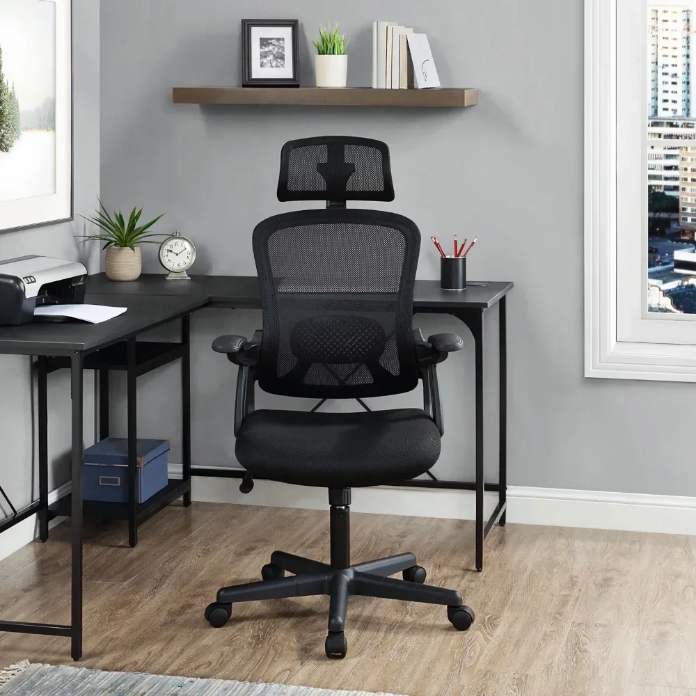 LISM Ergonomic Office Chair with Adjustable Headrest, Black Fabric, 275lb Capacity Gaming Chair images - 6