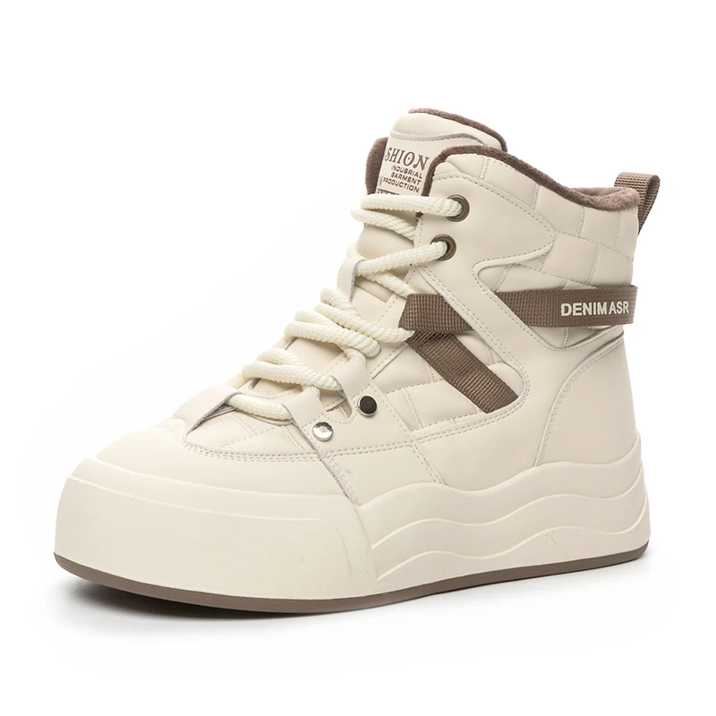 

Leather Snow Boots For Women 2023 Winter New Thick Velvet 600g Warm High Top Women's Shoes Flat Single School Style Korean Tide