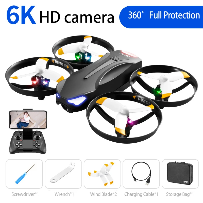 remote control flying helicopter New V16 Mini Drone 6K HD Camera Aerial Photography Aircraft Professional Remote Control Colorful lights Drone Toys Gift blade rc helicopter