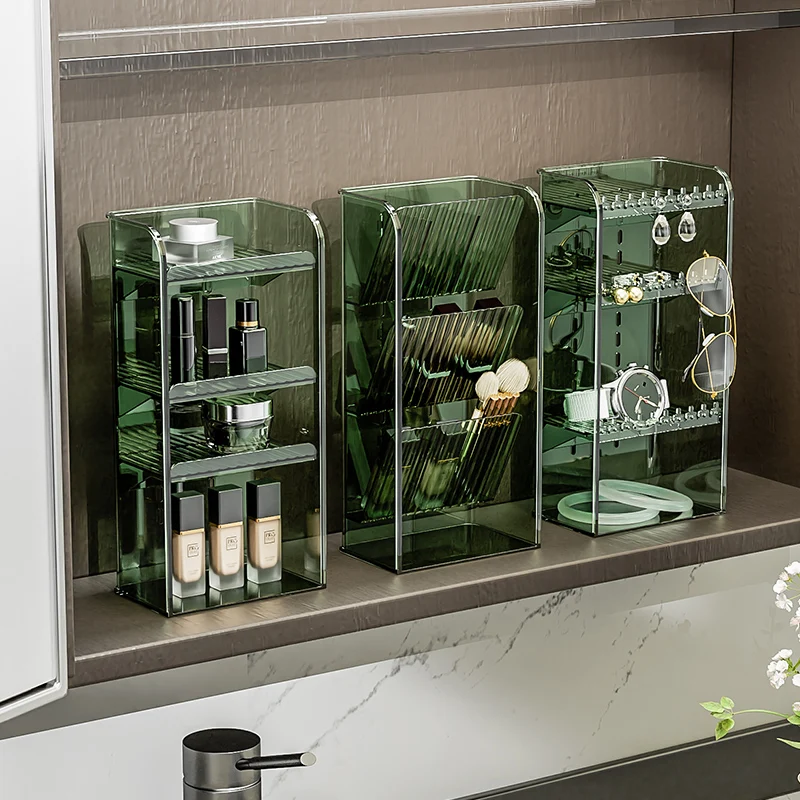Makeup Shelf Bathroom Organizer and Storage Clear Makeup Organizer Cabinet Organizer Vertical Storage Box Jewelry Display Stand 5