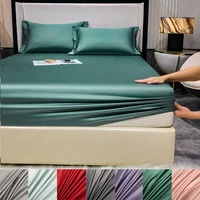 3pcs/Sets Soft Luxury Egyptian Cotton Fitted Bed Sheet with Elastic Bands 1000TC Mattress Cover Non Slip Double Queen King Size 1
