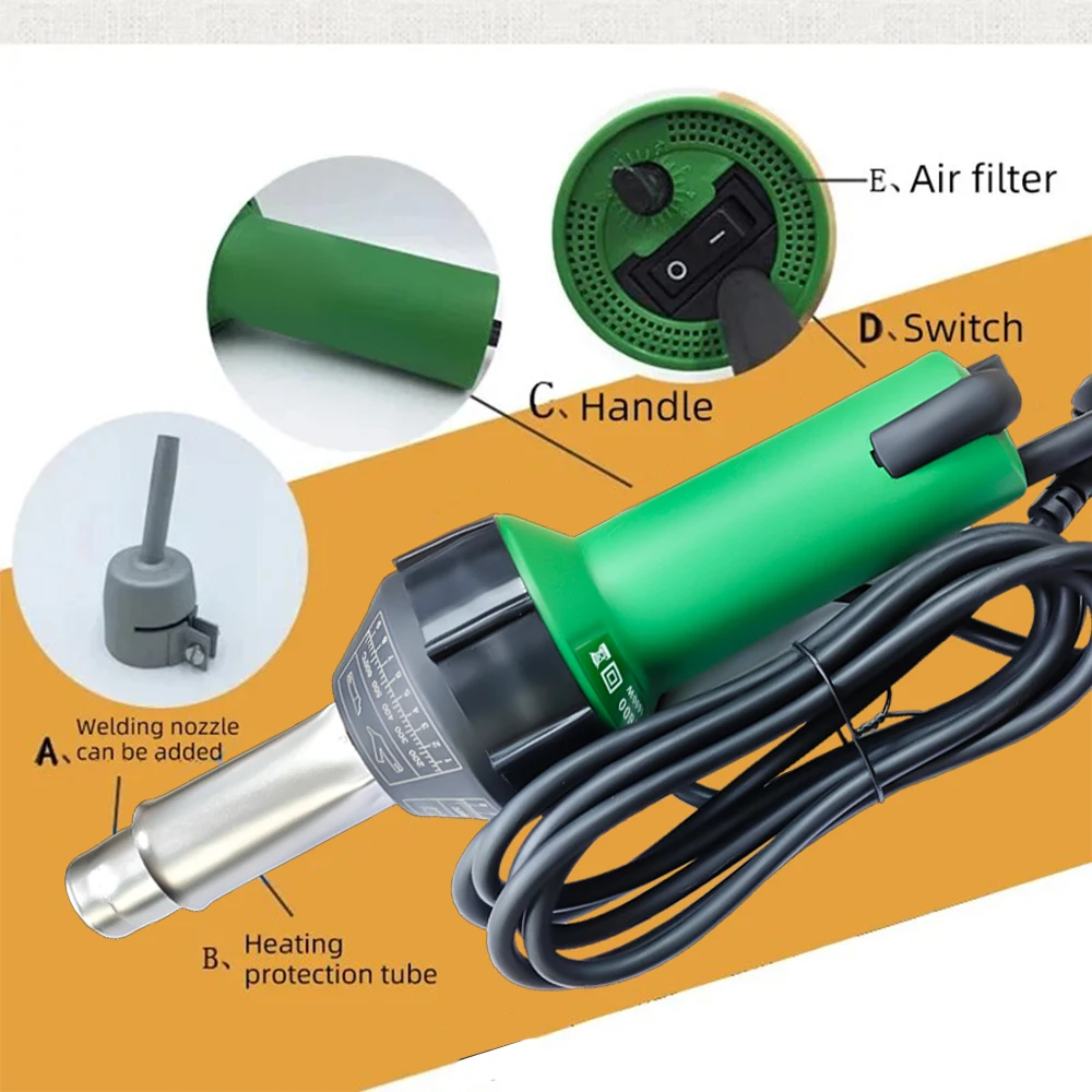 Plastic Welding Tools Plastic Welding Gun Hot Air Gun PP Hot Melt Welding Gun PVC Plastic Floor Welding Gun Industrial 1600W 3