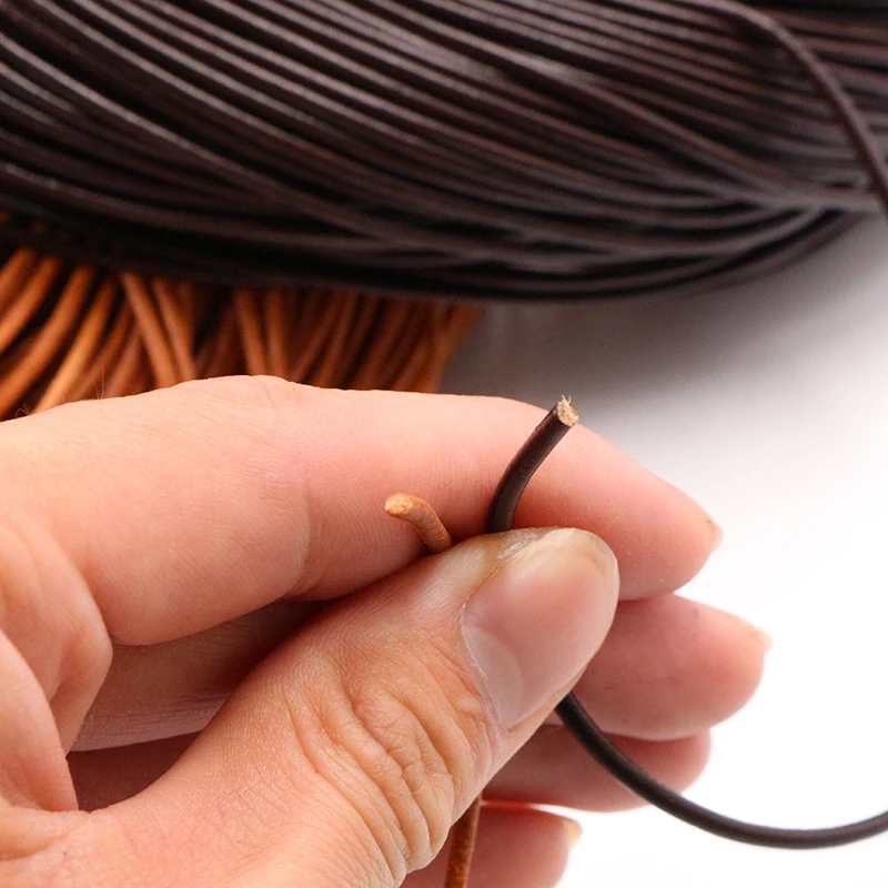 Genuine Cow Leather Round Thong Cord DIY Bracelet Findings Rope String For Jewelry Making 4 Color 1.0/1.5/2/2.5/3/4/5mm