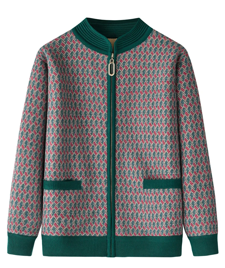 Herbst Winter 2026 Neue Fleece-gefütterte Warme Jacke Strickjacke für Mütter im mittleren und höheren Alter Pullovermantel Dicke Damenbekleidung – Detail 5