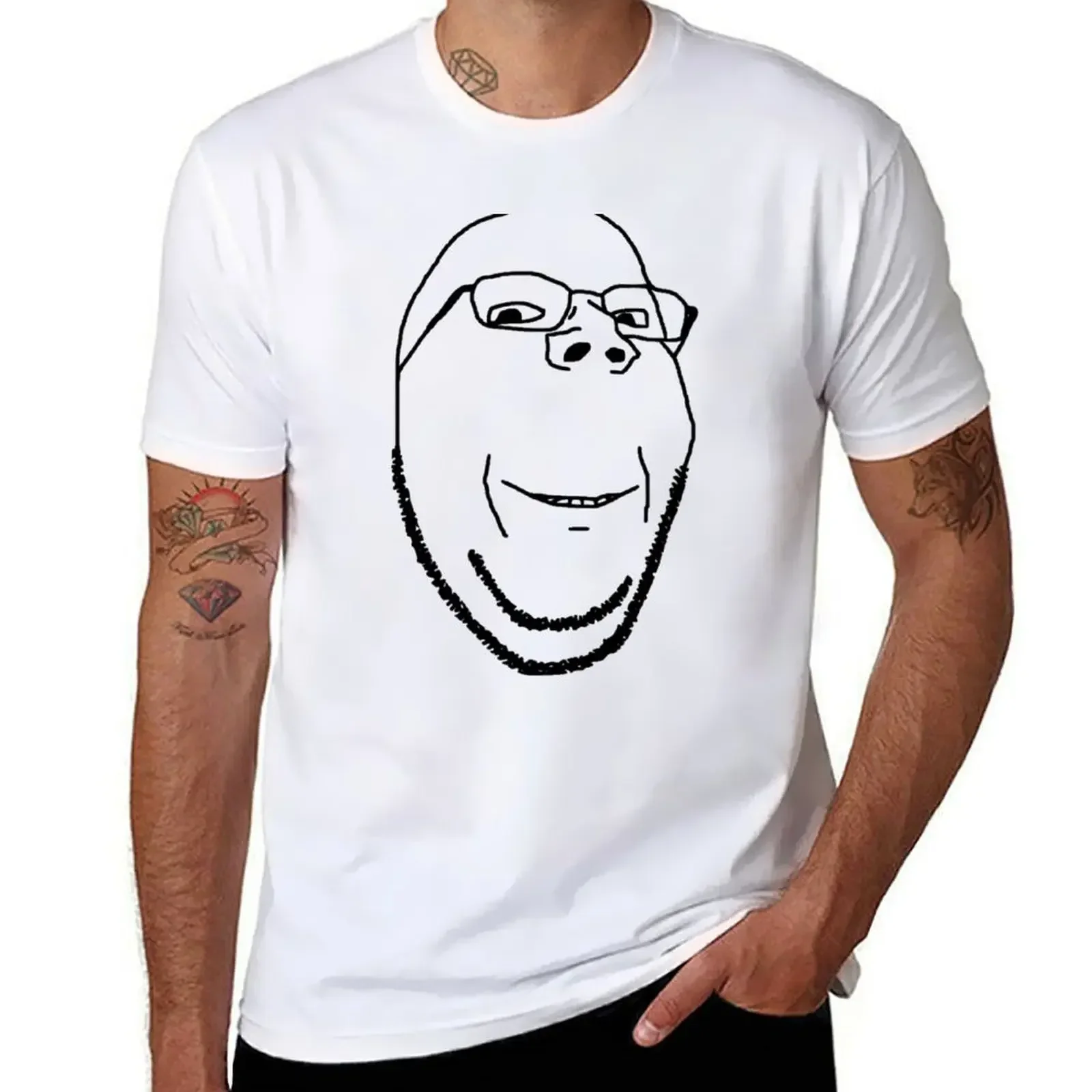 

Smiling Wholesome Wojak Soyjak T-shirt boys animal print tops t shirt for men
