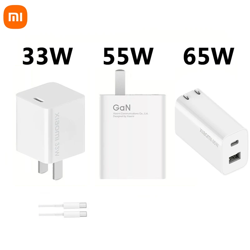 Xiaomi GaN 33W/55W/65W Charging Head Type-C Charging Cable Quick Power Adapter