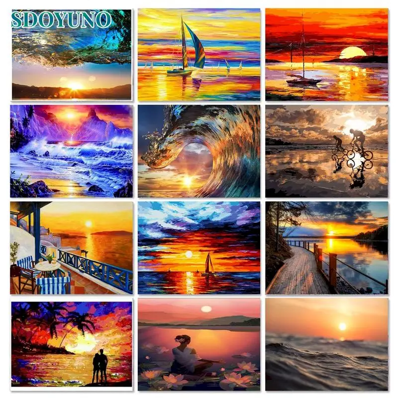 sdoyuno-frame-oil-painting-by-numbers-seascape-diy-drawing-by-numbers-canvas-painting-sunset