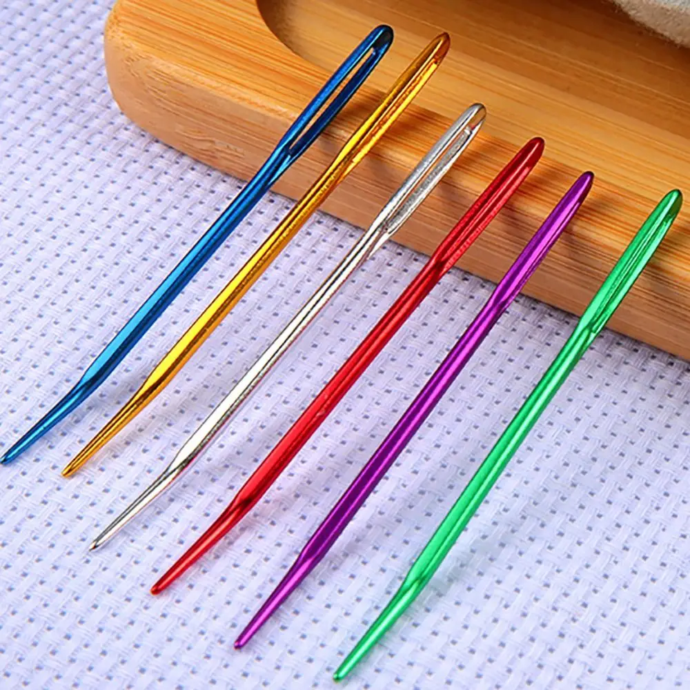 Aluminum Big Eye Bent Needle Crochet Hooks Multisize Bent Tip Knitting Needles Crochet Needles Hand Weave Tool