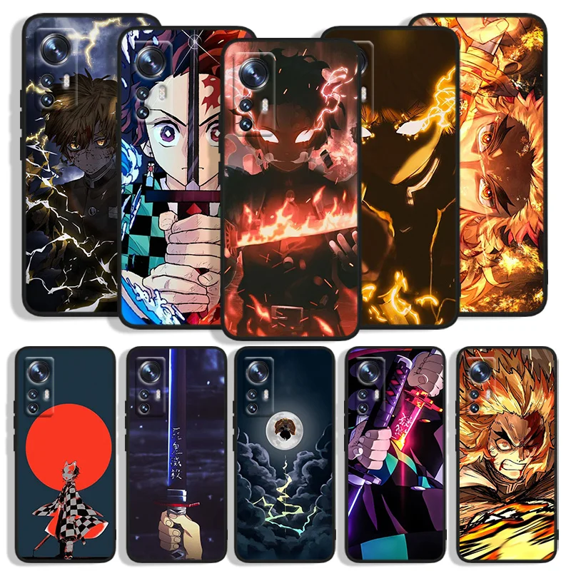 

Anime Demon Slayer Phone Case For Xiao Mi 12X 12 11T 11i 11 10T 10S 10 9T 9 SE Lite Pro Ultra Note 10 Black Cover