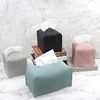 Nordic Style Living Room Tissue Box Leather Square Tissue Box Dustproof Car Tissue Bag Extractable Tissue Box Home Supplies 2