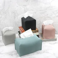 Nordic Style Living Room Tissue Box Leather Square Tissue Box Dustproof Car Tissue Bag Extractable Tissue Box Home Supplies 2